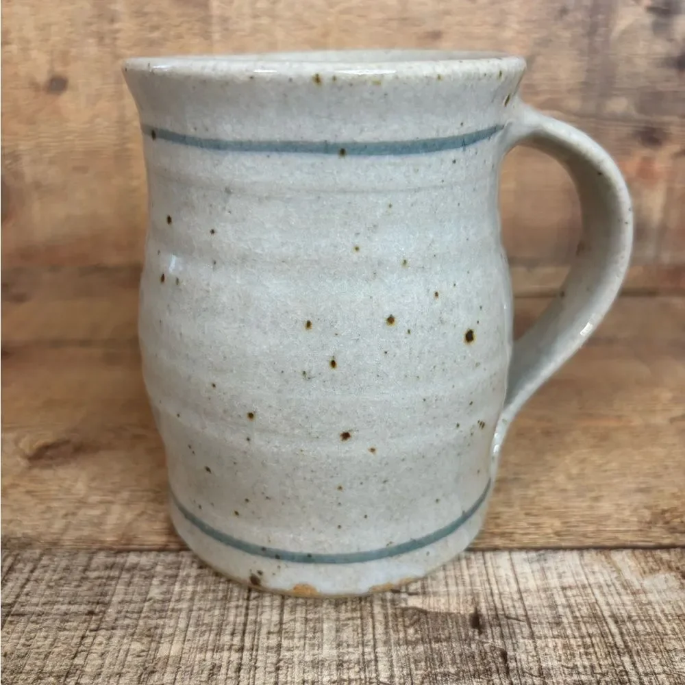 Minnesota Souvenir Coffee Mug Signed JB Hand Thrown Pottery Stoneware Gray